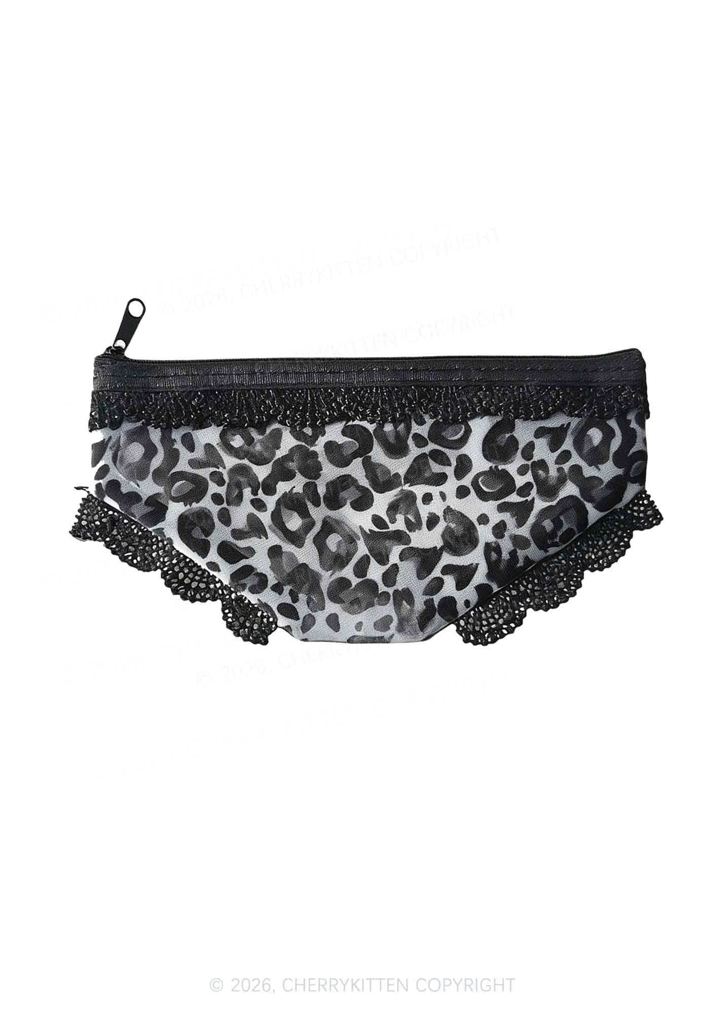 Leopard Y2K Briefs Shape Cosmetic Pouch Cherrykitten