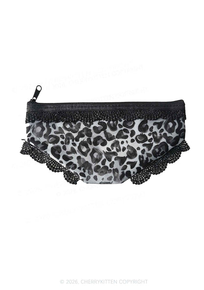 Leopard Y2K Briefs Shape Cosmetic Pouch Cherrykitten