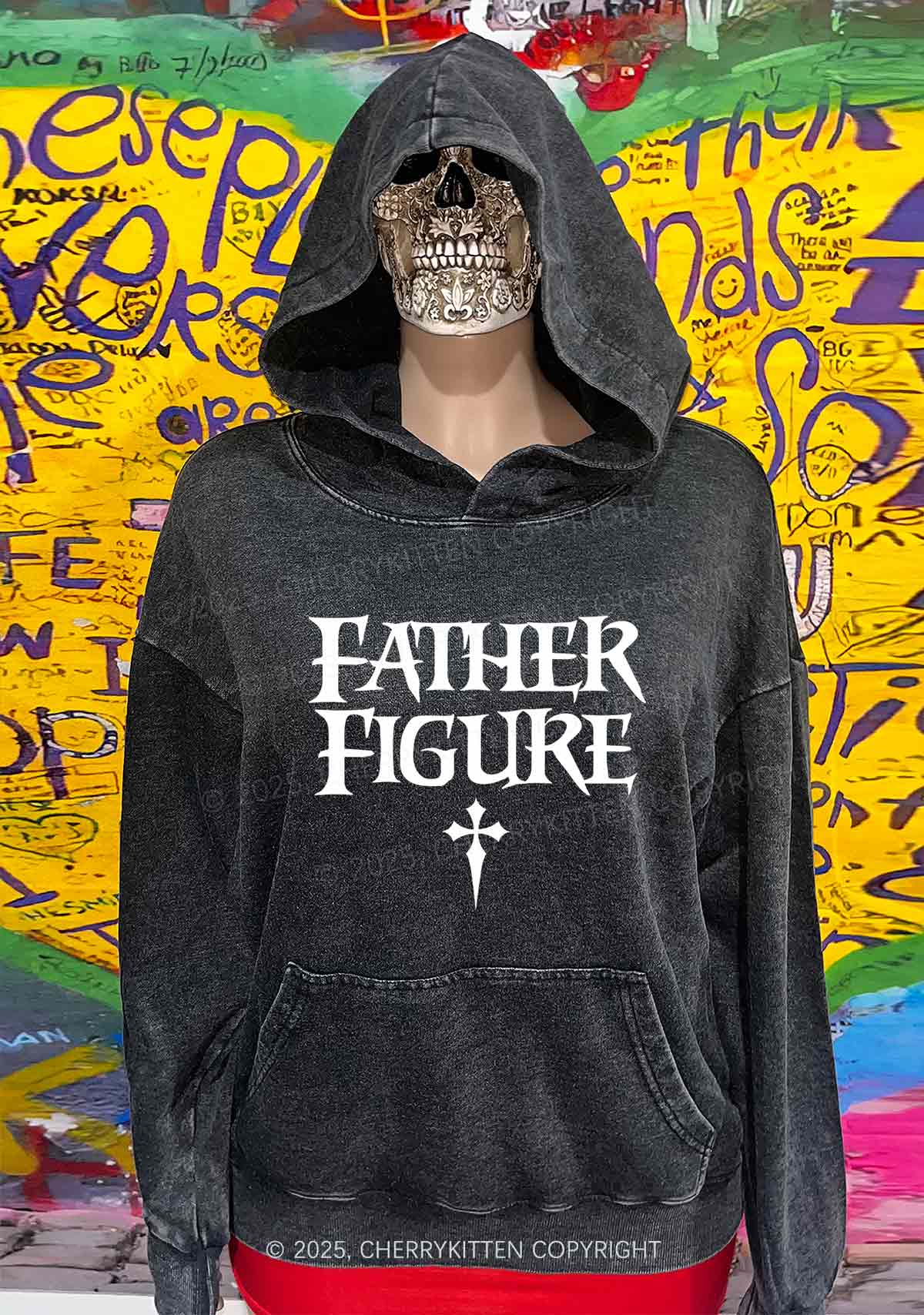 Halloween Father Figure Y2K Washed Hoodie Cherrykitten