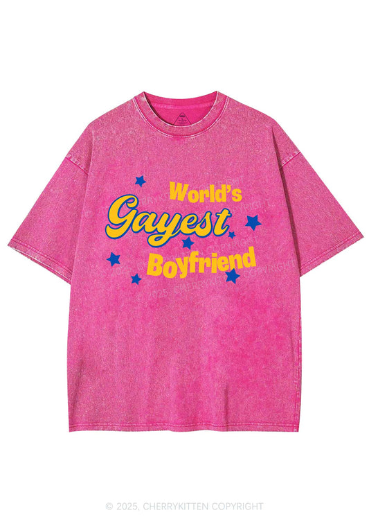 Worlds Gayest Boyfriend Pride Y2K Shirts Washed Tee Cherrykitten