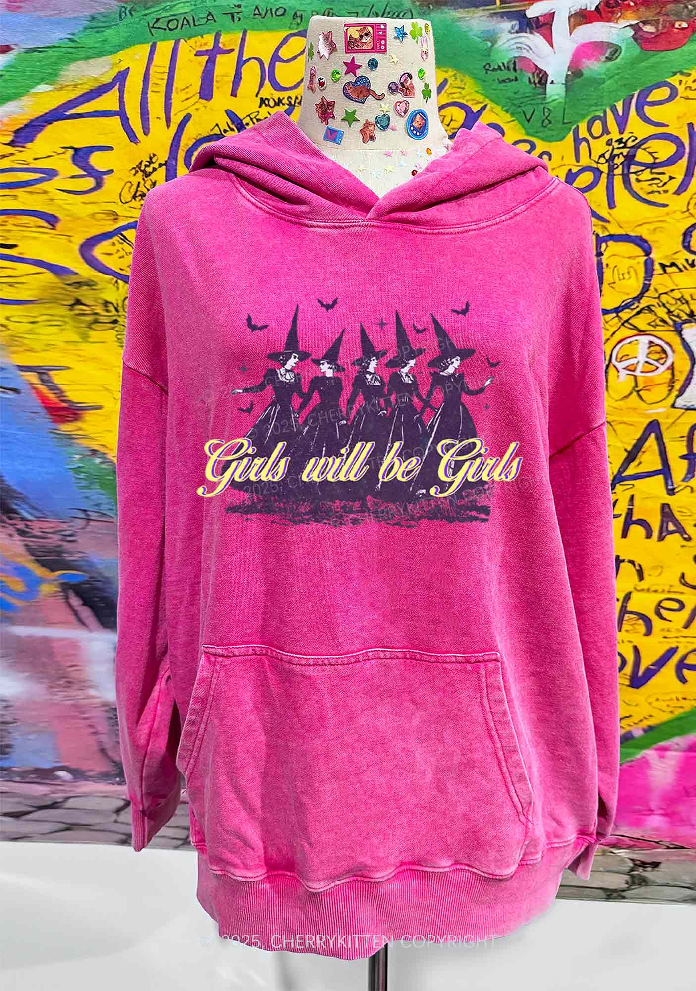Halloween Witches Will Be Witches Y2K Washed Hoodie Cherrykitten