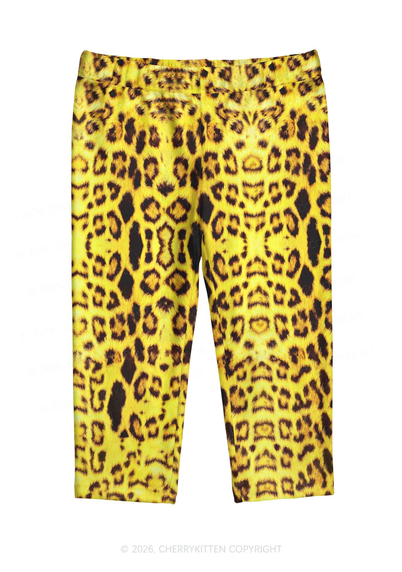 Yellow Leopard Y2K Print Capri Pants Cherrykitten