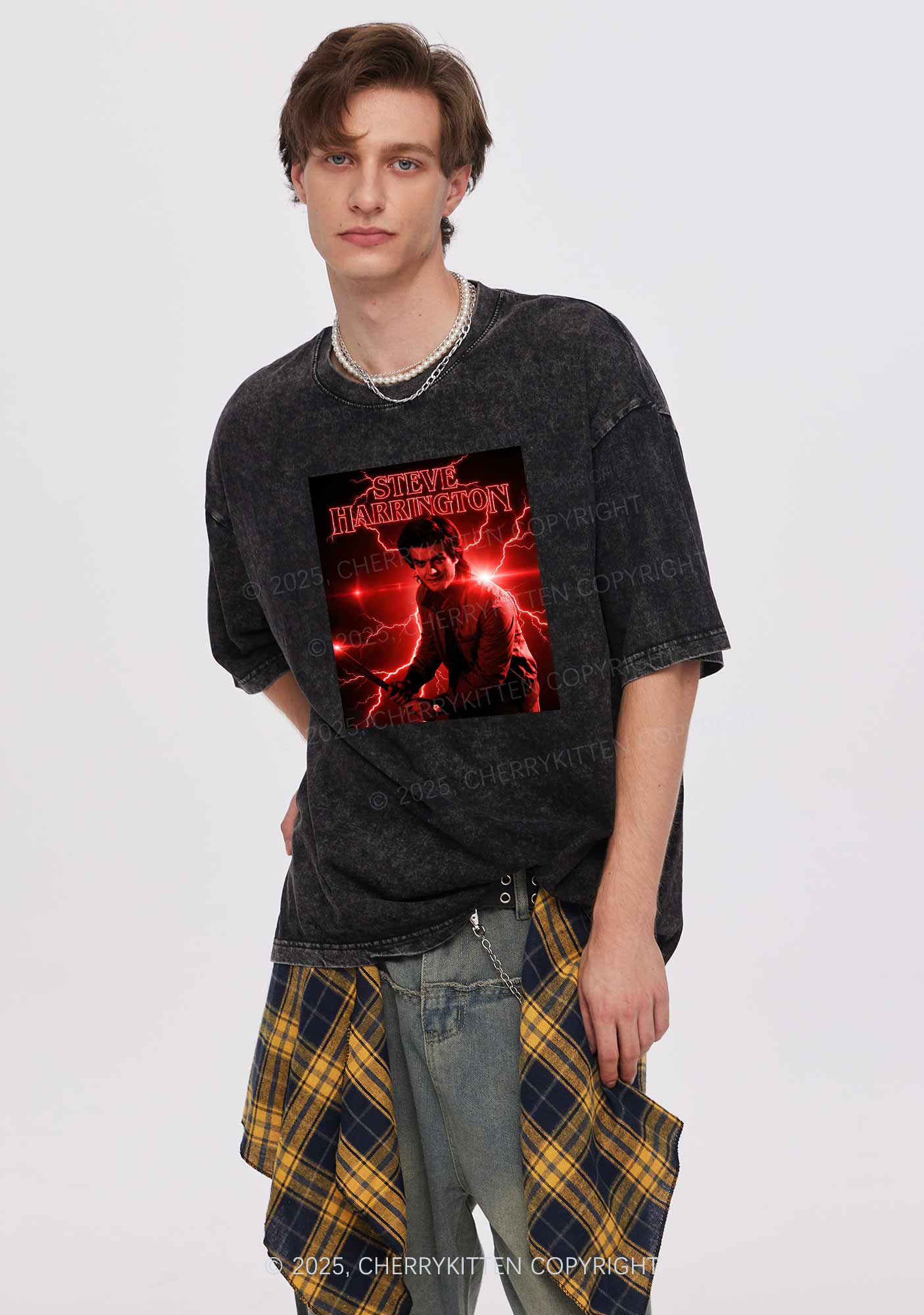 SH Red Lightning Y2K Shirts Washed Tee Cherrykitten