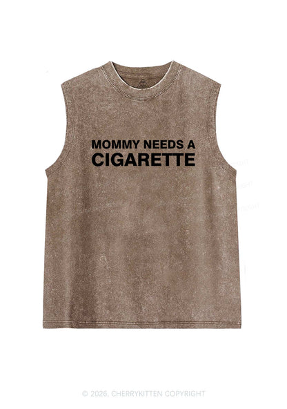 Mommy Needs A Cigarette Y2K Washed Muscle Tank Cherrykitten