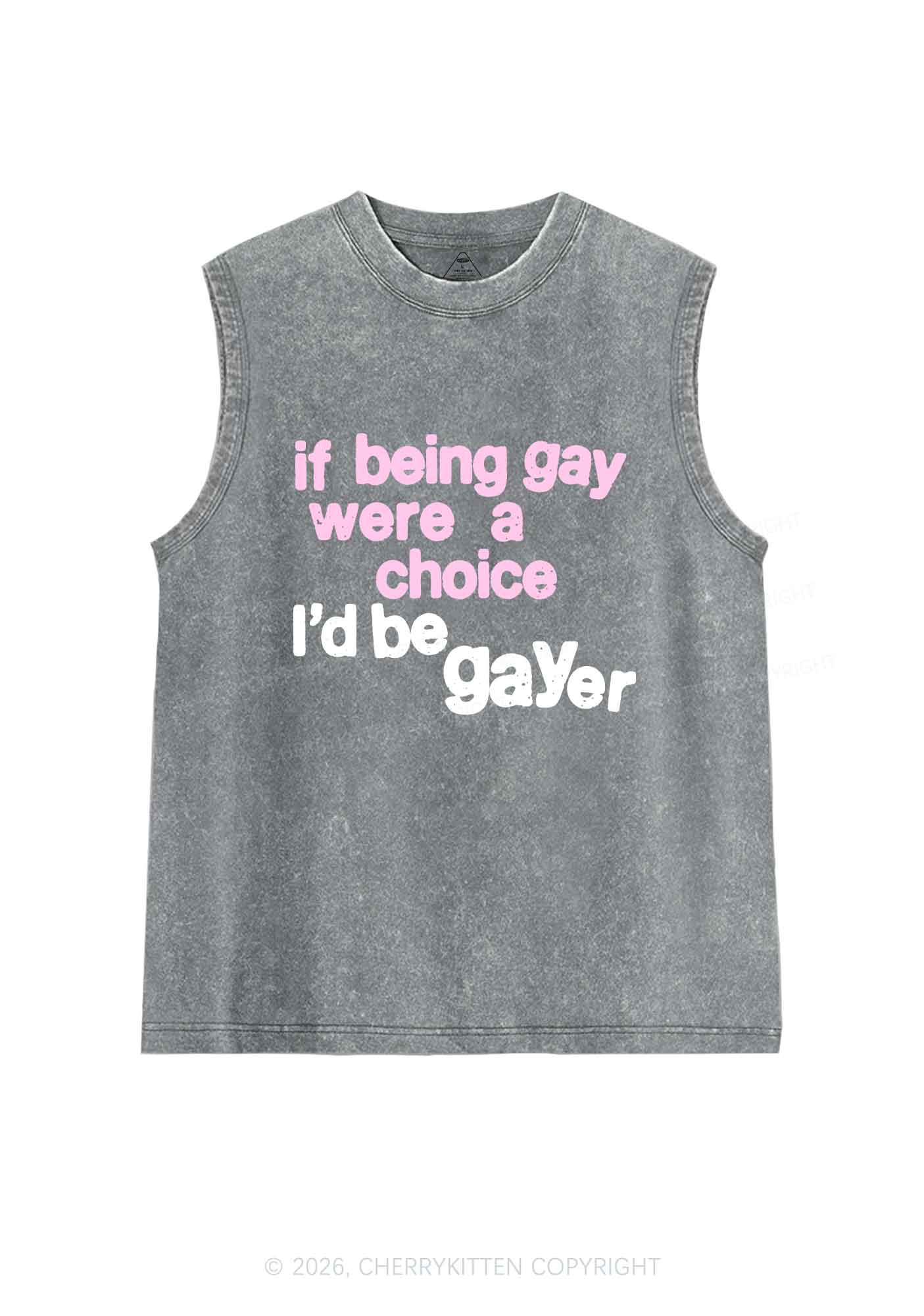 I Would Be Gayer Pride Y2K Washed Muscle Tank Cherrykitten