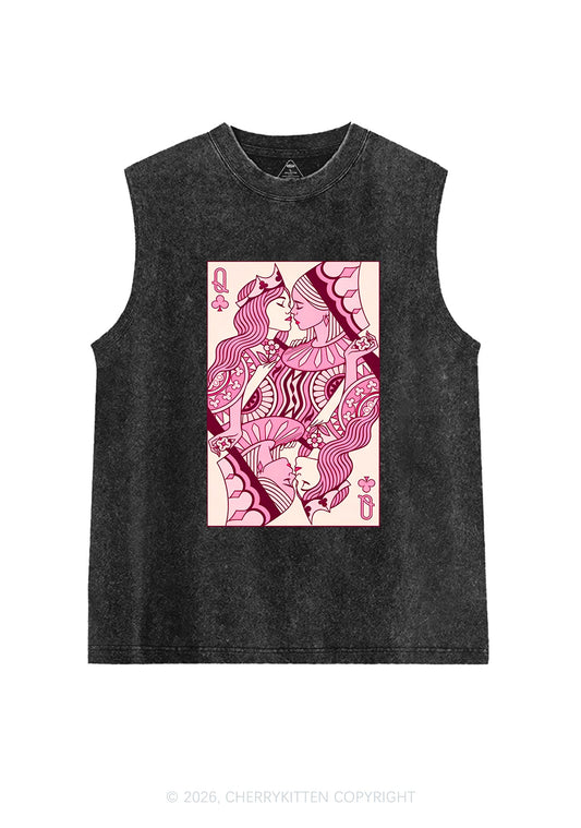 Lesbian Queen Pride Y2K Washed Muscle Tank Cherrykitten