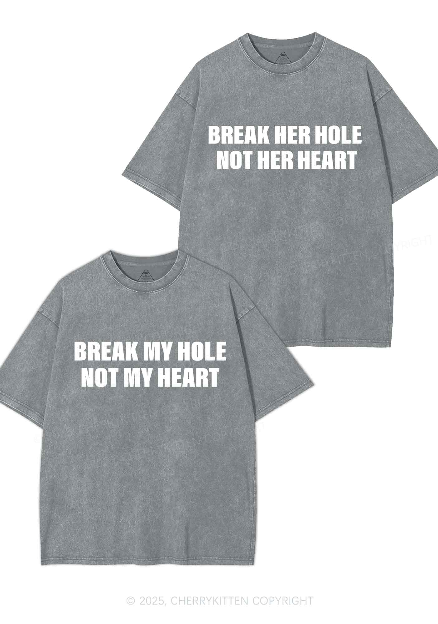Break Hole Not Heart Y2K Valentine's Day Washed Tee Cherrykitten