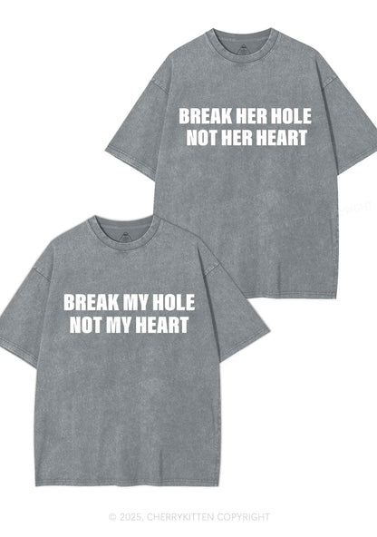 Break Hole Not Heart Y2K Valentine's Day Washed Tee Cherrykitten