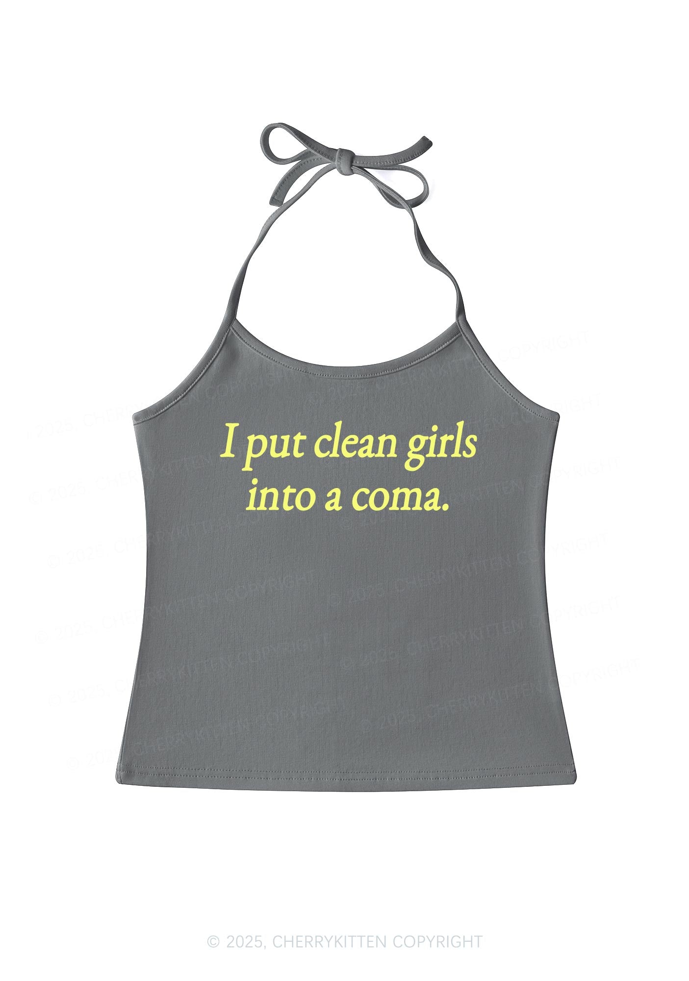 Put Clean Girls Into Coma Y2K Halter Neck Cami Cherrykitten