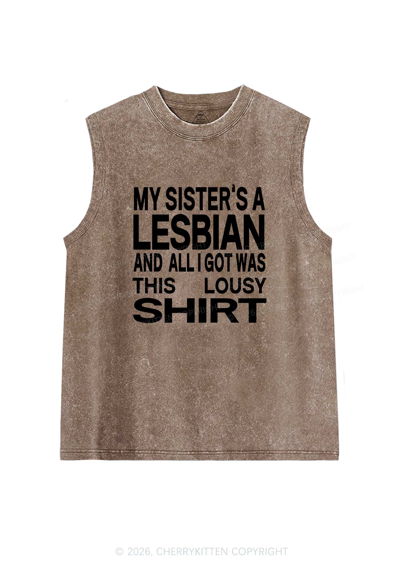 My Sisters A Lesbian Pride Y2K Washed Muscle Tank Cherrykitten