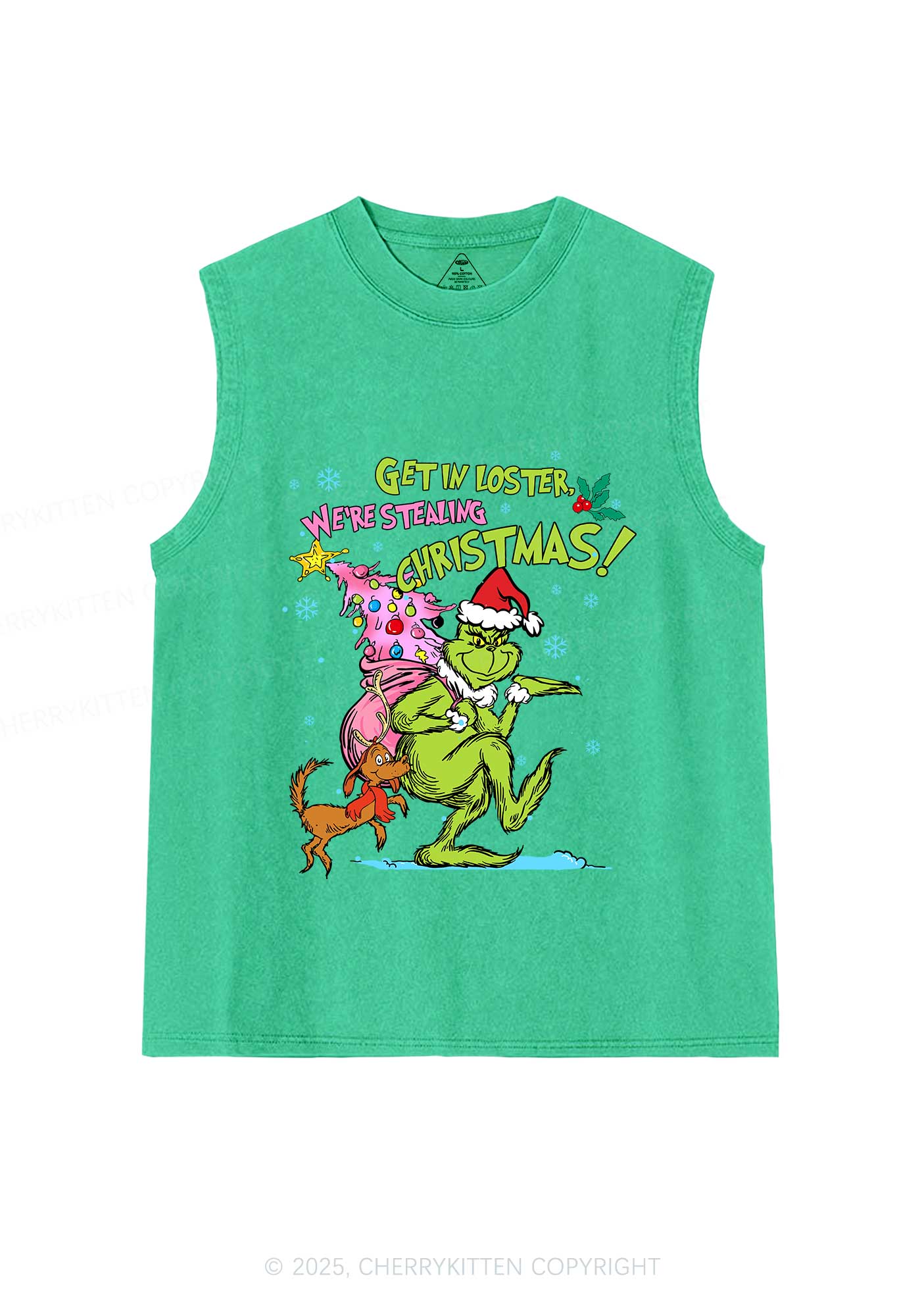 We Are Stealing Christmas Y2K Washed Muscle Tank Cherrykitten