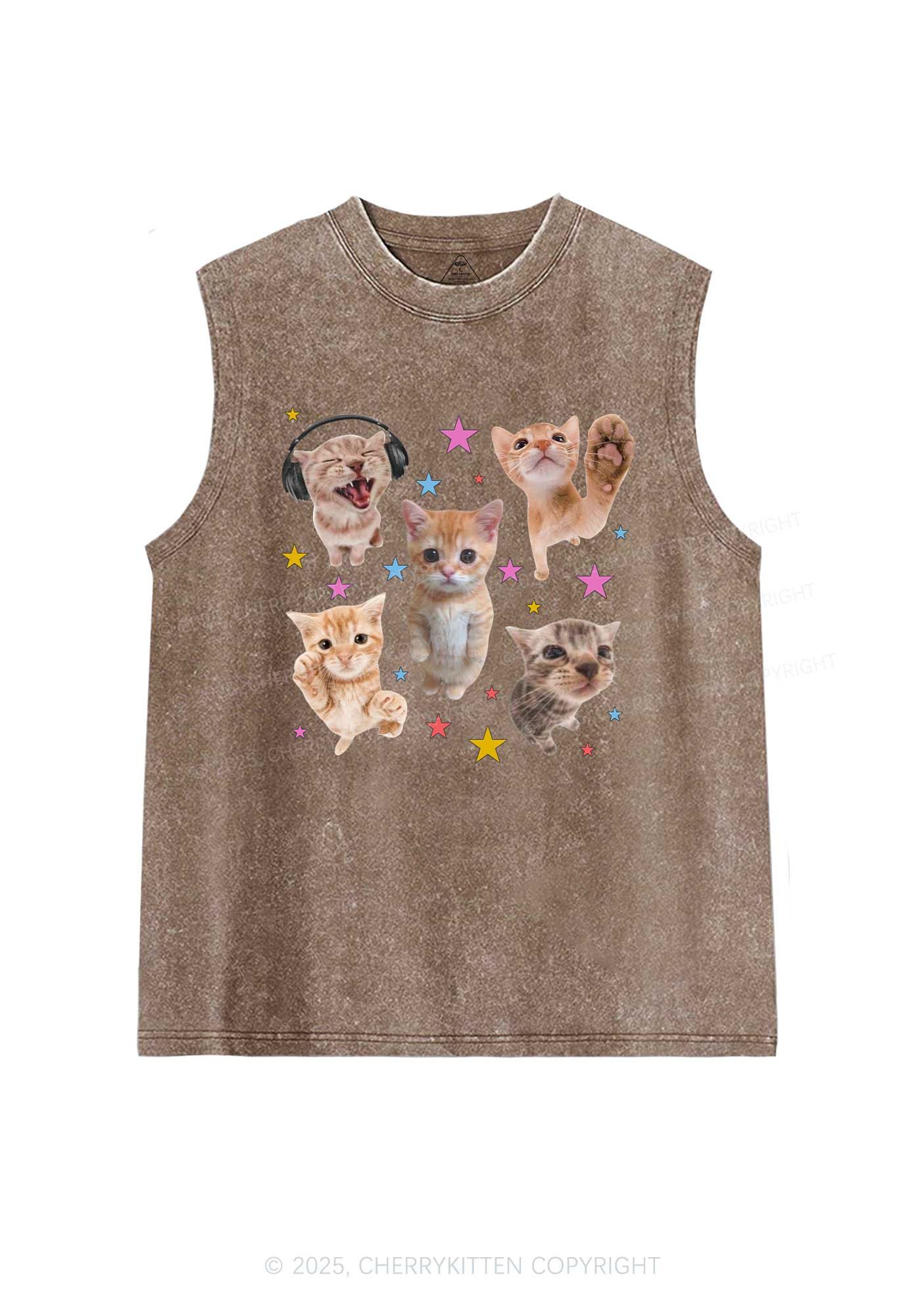 Adorable Cats Y2K Washed Muscle Tank Cherrykitten