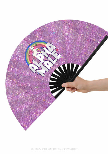 Purple Alpha Male Y2K Rave Hand Fan Cherrykitten
