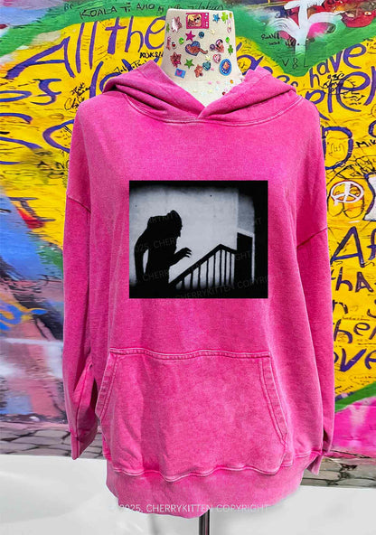 Halloween Stairs Intruder Y2K Washed Hoodie Cherrykitten