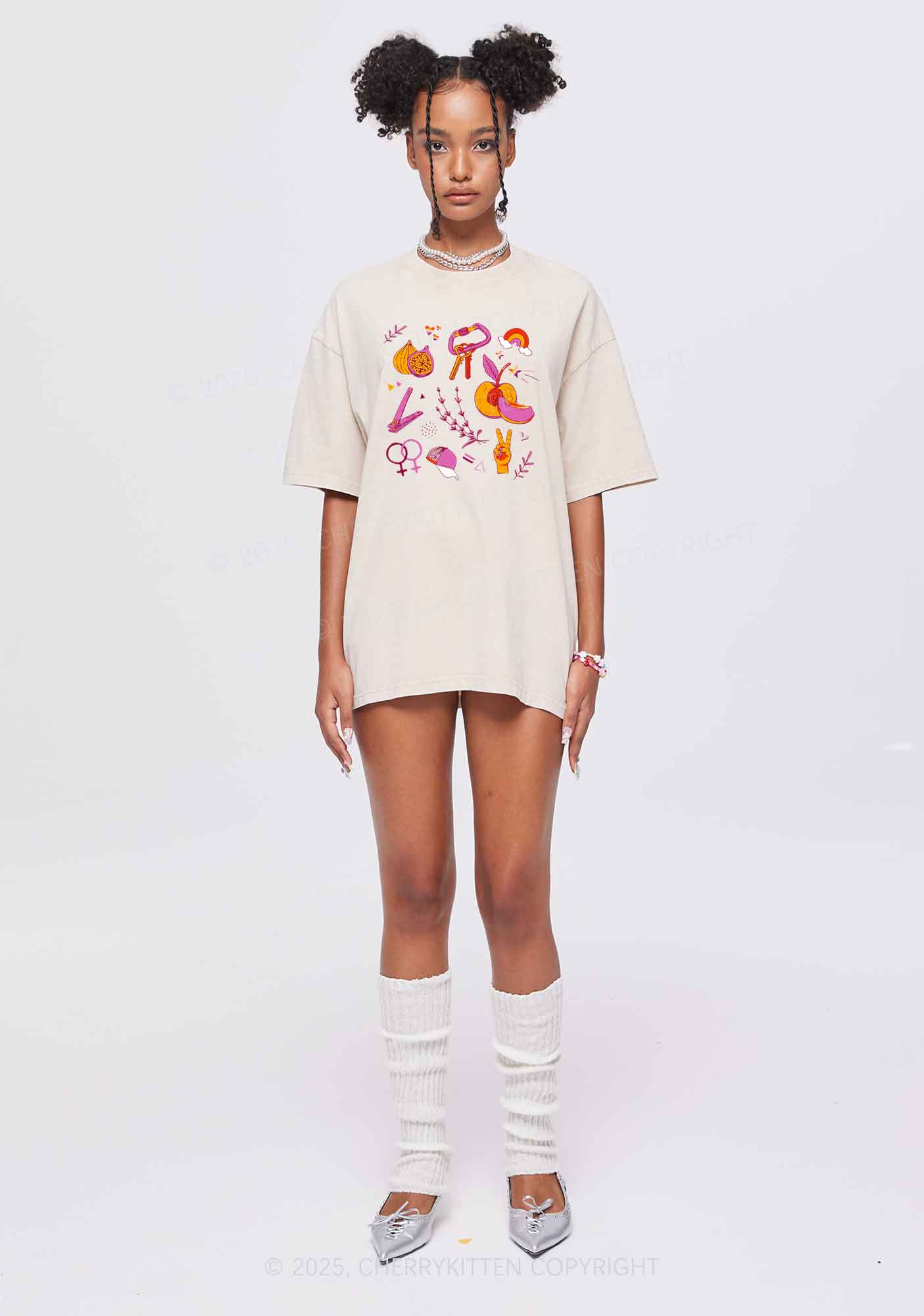 Lesbian Symbols Y2K Shirts Washed Tee Cherrykitten
