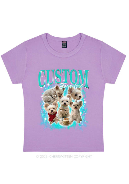 Custom Sparkle Dog Photo Y2K Baby Tee Cherrykitten