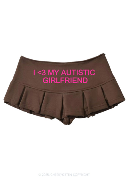 I Love My Autistic GF Valentine's Day Y2K Mini Pleated Skirts Cherrykitten