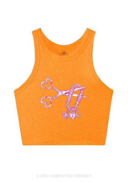 Pink Scissors Lock Charm Pride Y2K Crop Tank Top Cherrykitten
