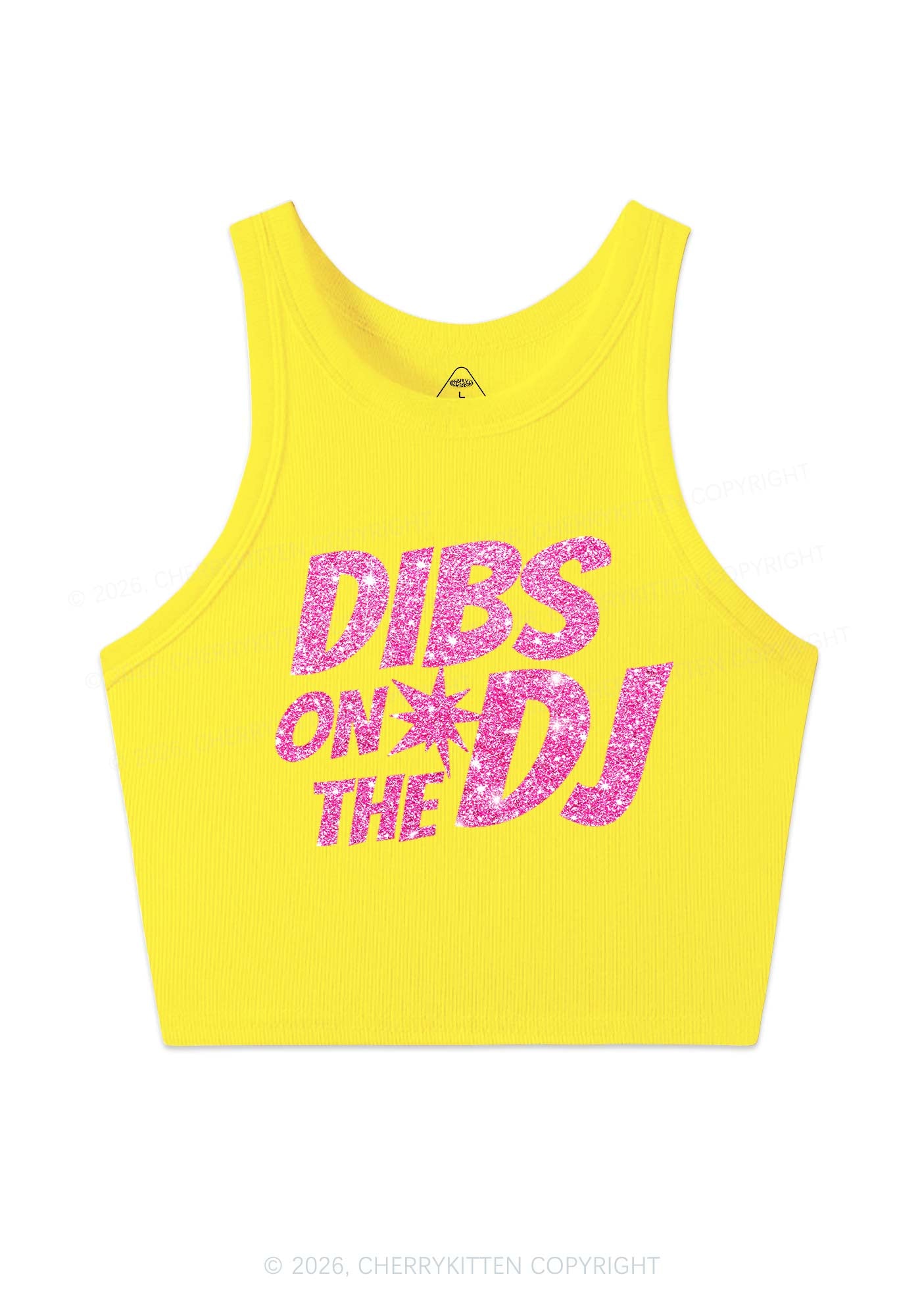 Glitter Dibs On The DJ Y2K Crop Tank Top Cherrykitten