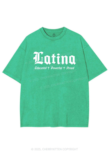 Educated Powerful Proud Latina Y2K Washed Tee Cherrykitten