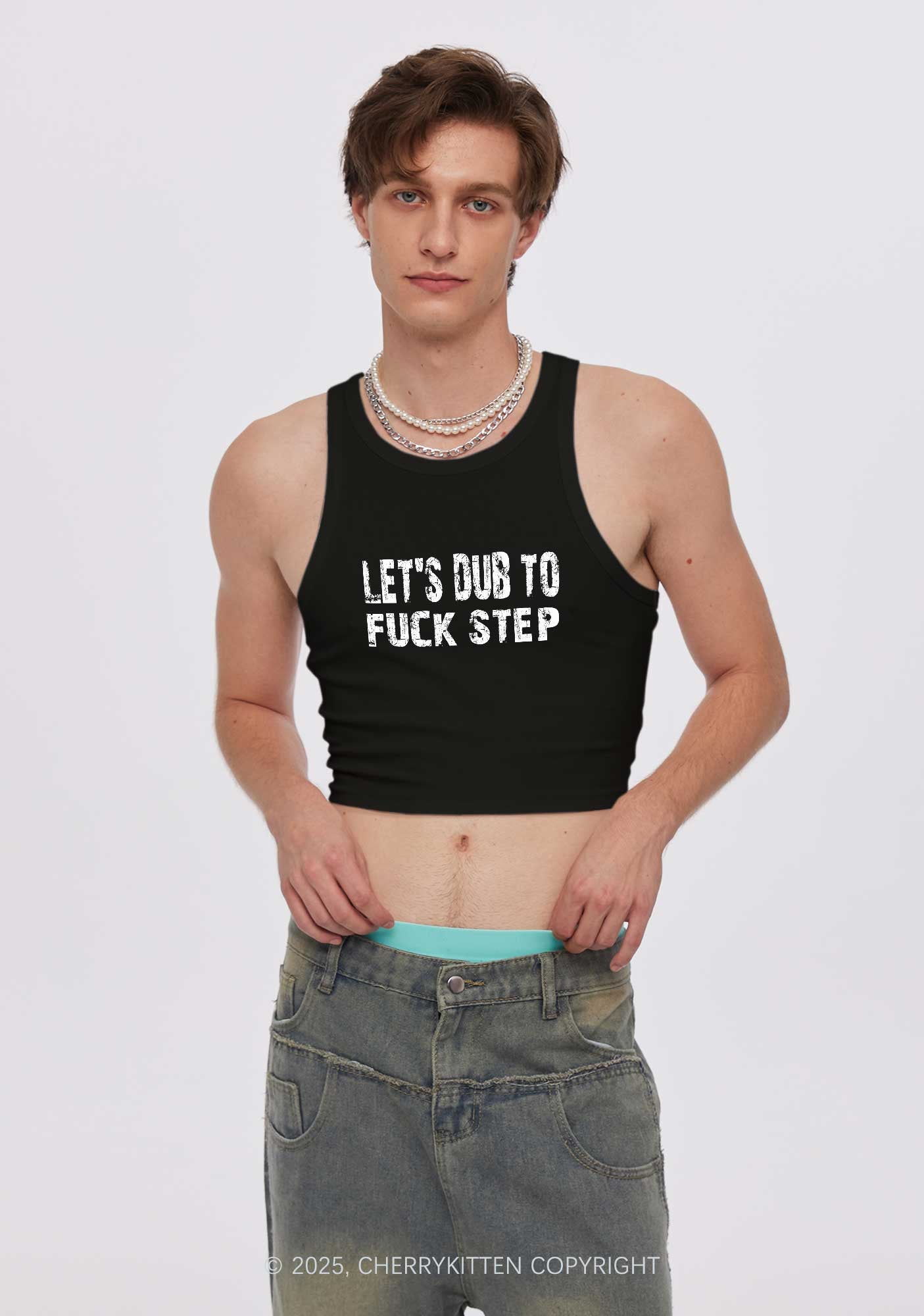 Lets Dub To Step Y2K Crop Tank Top Cherrykitten