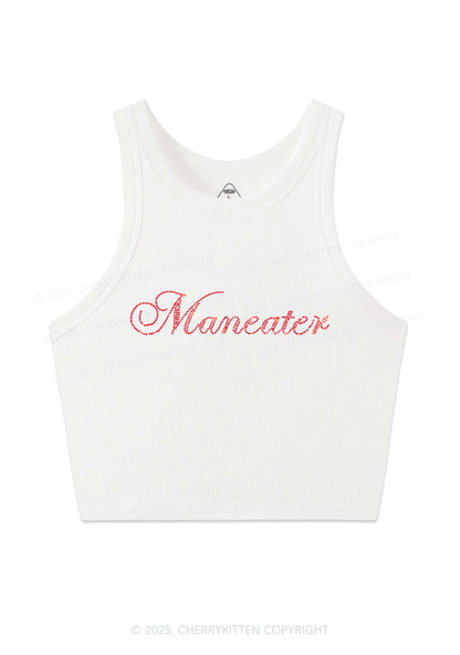 Rhinestone Maneater Y2K Crop Tank Top Cherrykitten