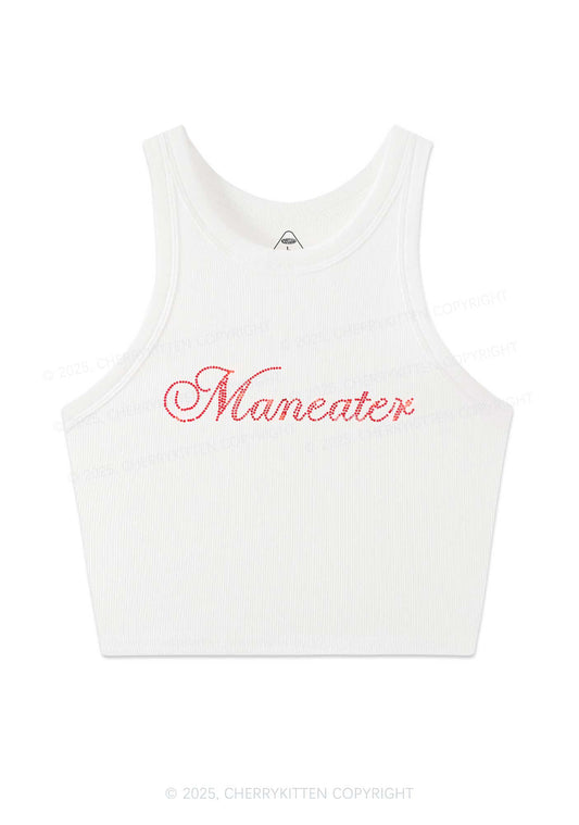 Rhinestone Maneater Y2K Crop Tank Top Cherrykitten