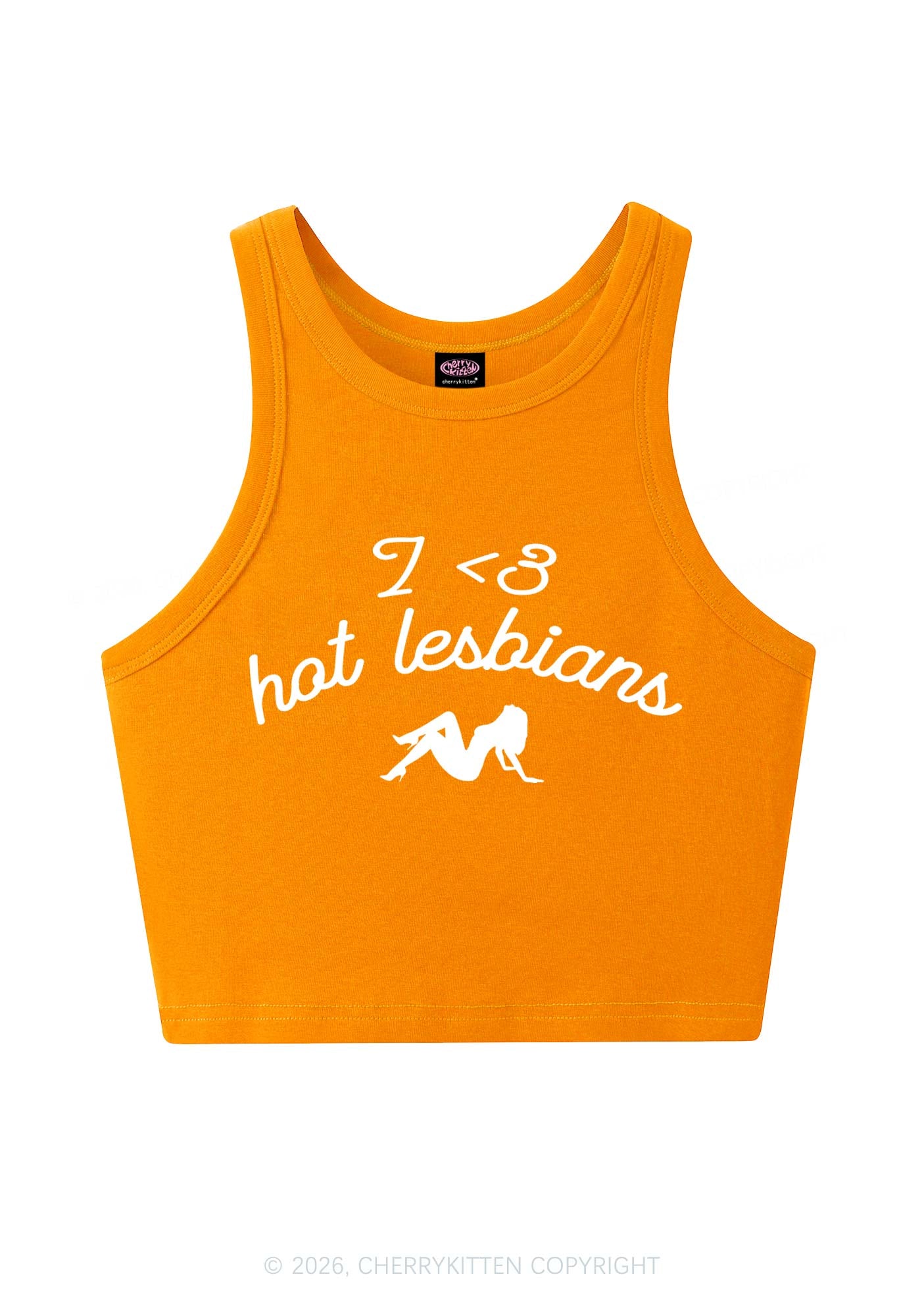 I Love Hot Lesbians Pride Y2K Crop Tank Top Cherrykitten