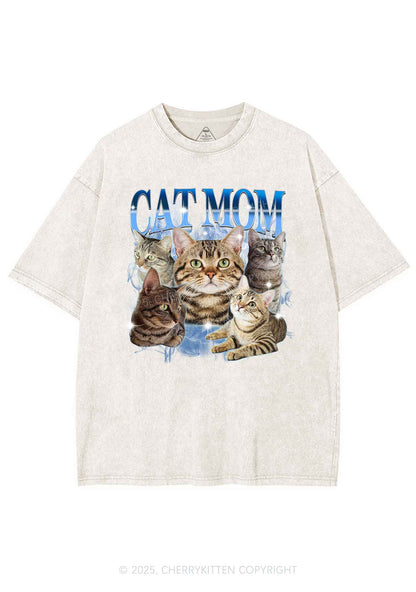 Custom Photo Cat Mom Y2K Shirts Washed Tee Cherrykitten