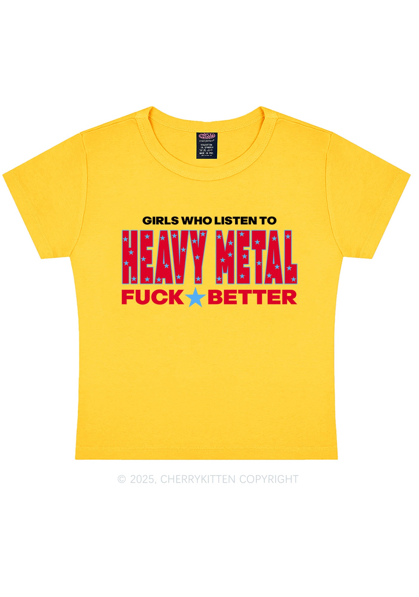 Girls Listen Heavy Metal Y2K Baby Tee Cherrykitten