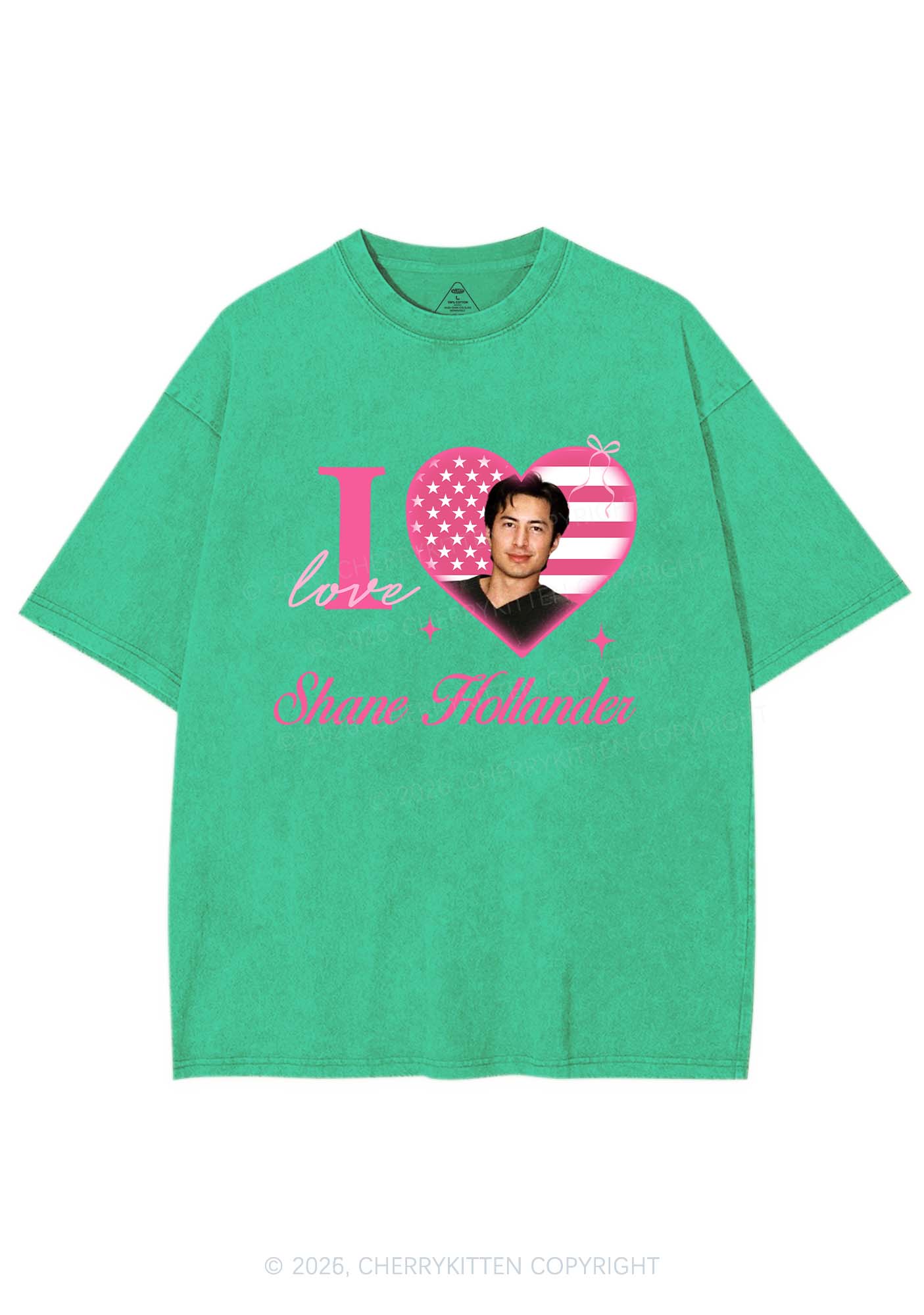 I Love SH HR Y2K Shirts Washed Tee Cherrykitten