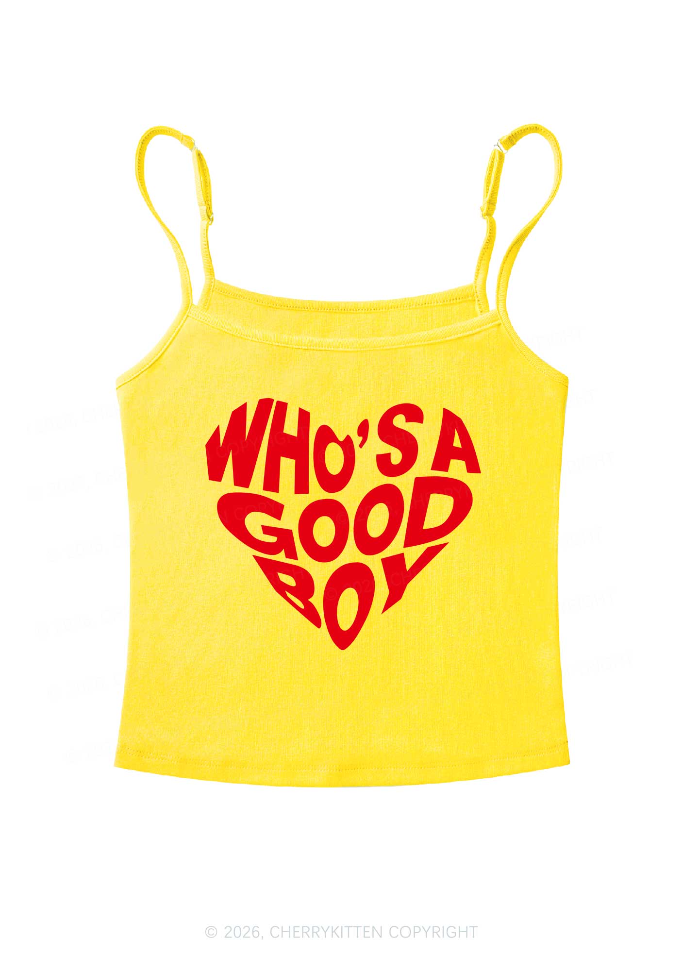 Whos A Good Boy Valentine's Day Y2K Spaghetti Strap Cami Cherrykitten