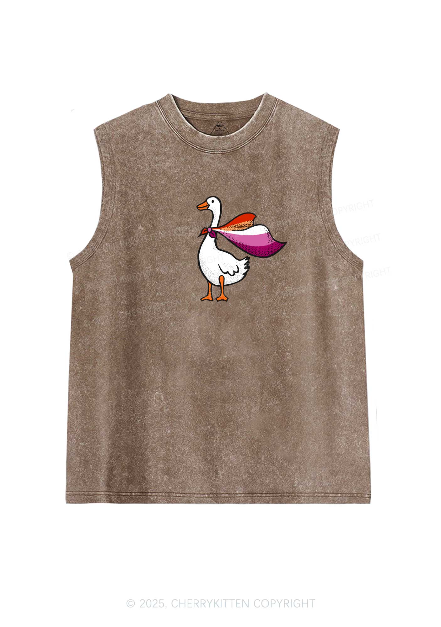 Lesbian Goose Pride Y2K Washed Muscle Tank Cherrykitten