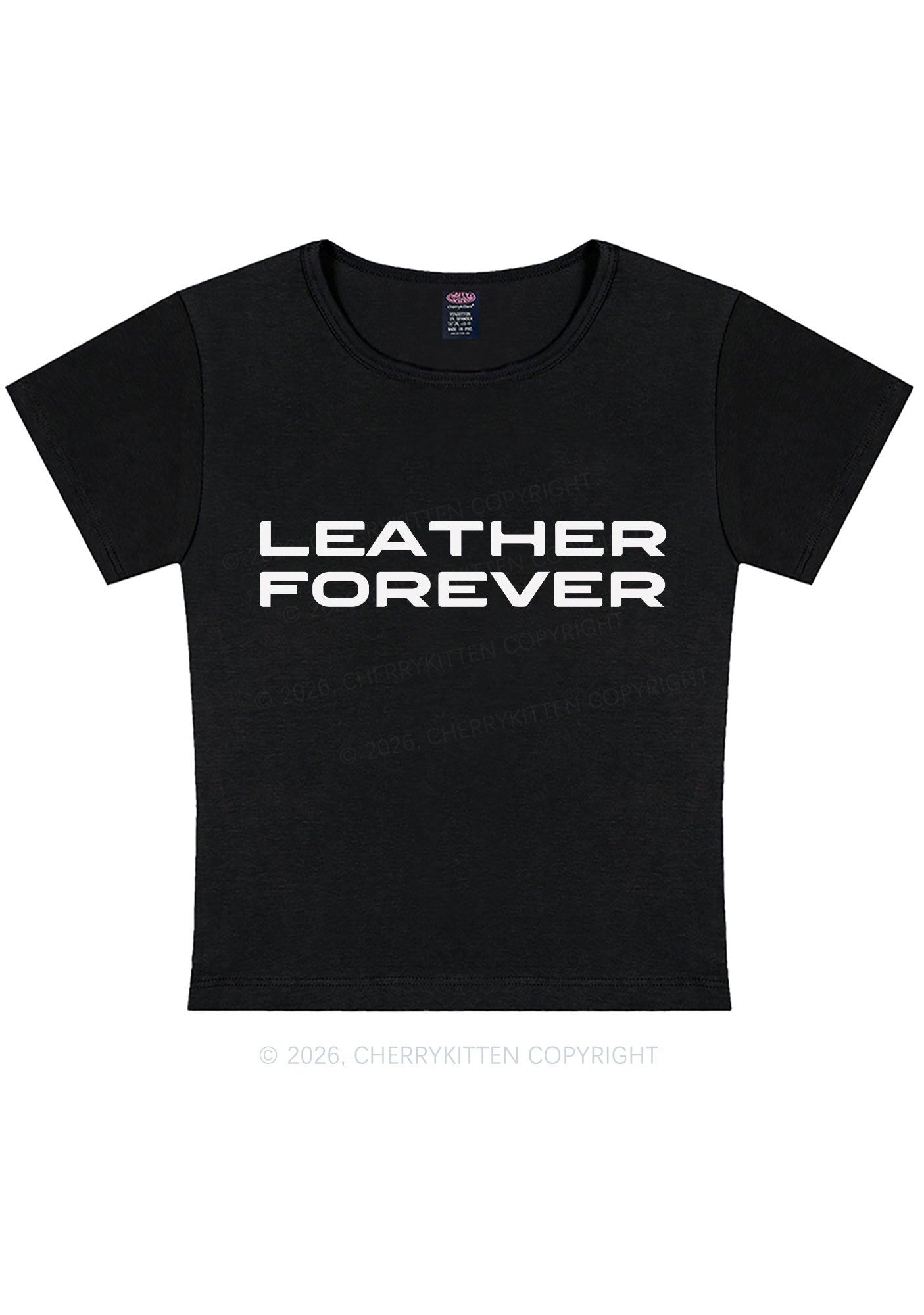 Leather Forever Y2K Baby Tee Cherrykitten