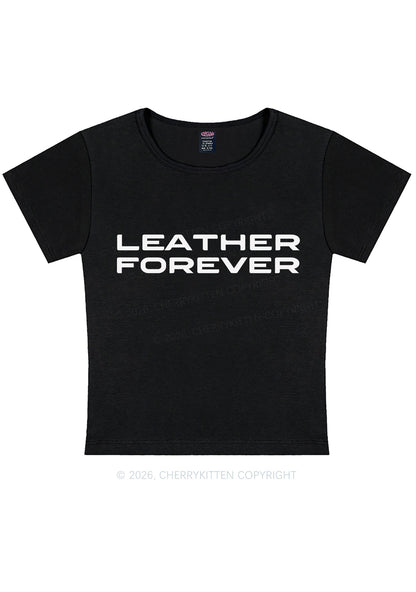Leather Forever Y2K Baby Tee Cherrykitten