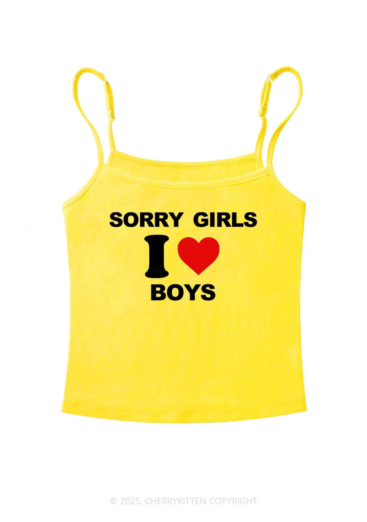 Sorry Girls I Love Boys Pride Y2K Spaghetti Strap Cami Cherrykitten