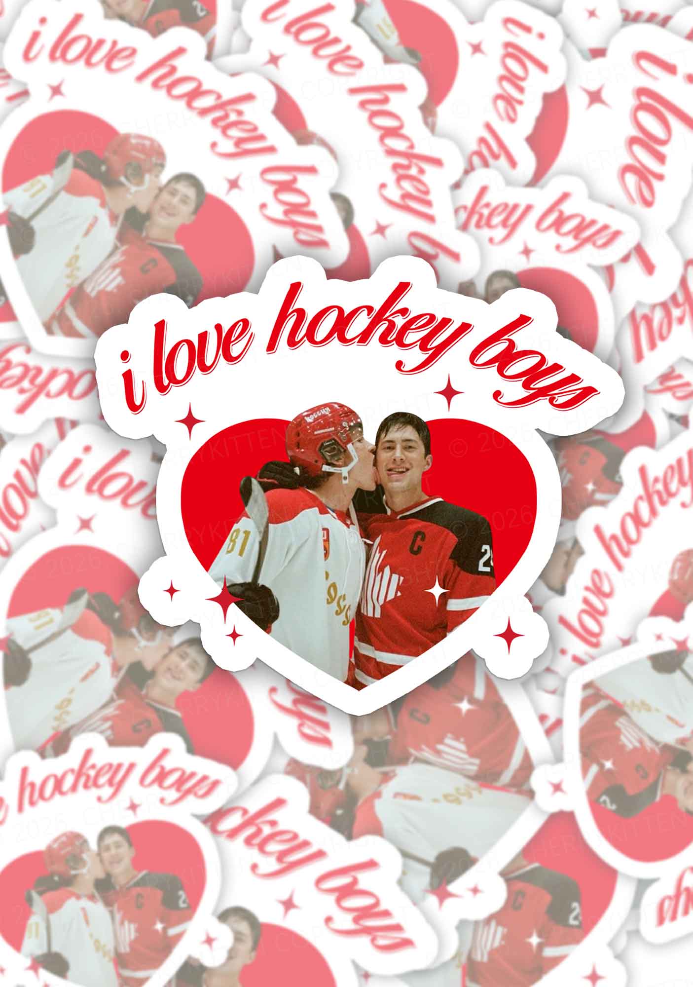 I Love Hockey Boys HR 1pc Y2K Sticker Cherrykitten