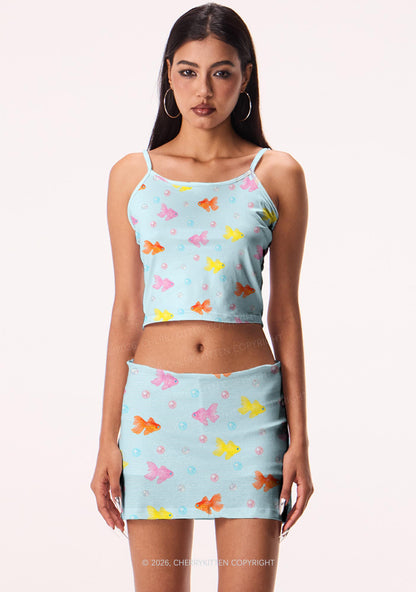 Candy Goldfish Bubble Y2K Print Mini Skirt Cherrykitten