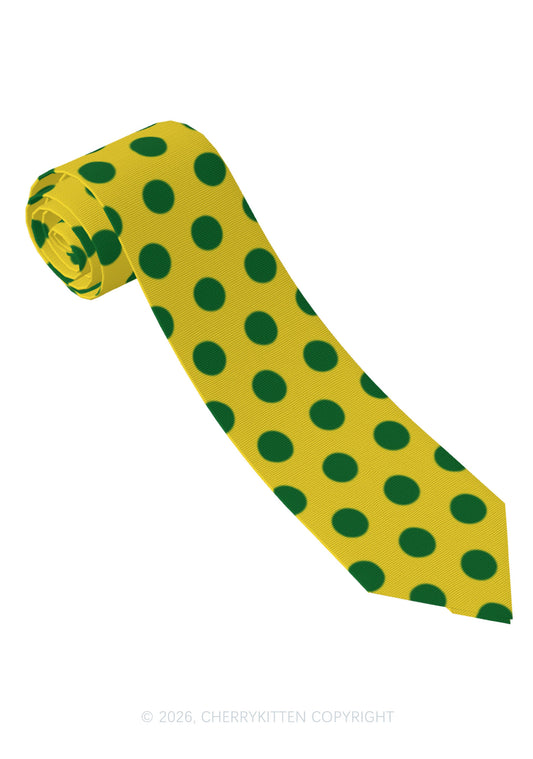 Green Dots On Yellow Y2K Necktie Cherrykitten