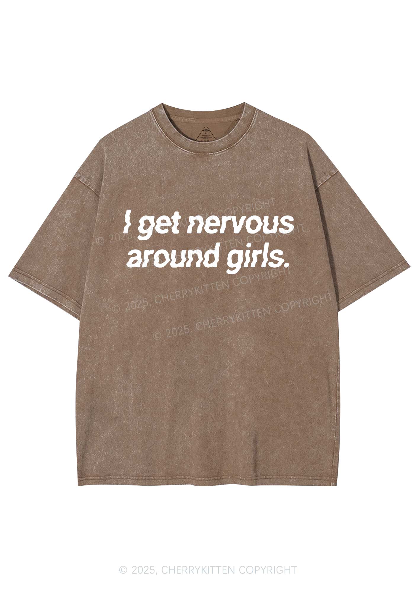 Get Nervous Around Girls Y2K Shirts Washed Tee Cherrykitten