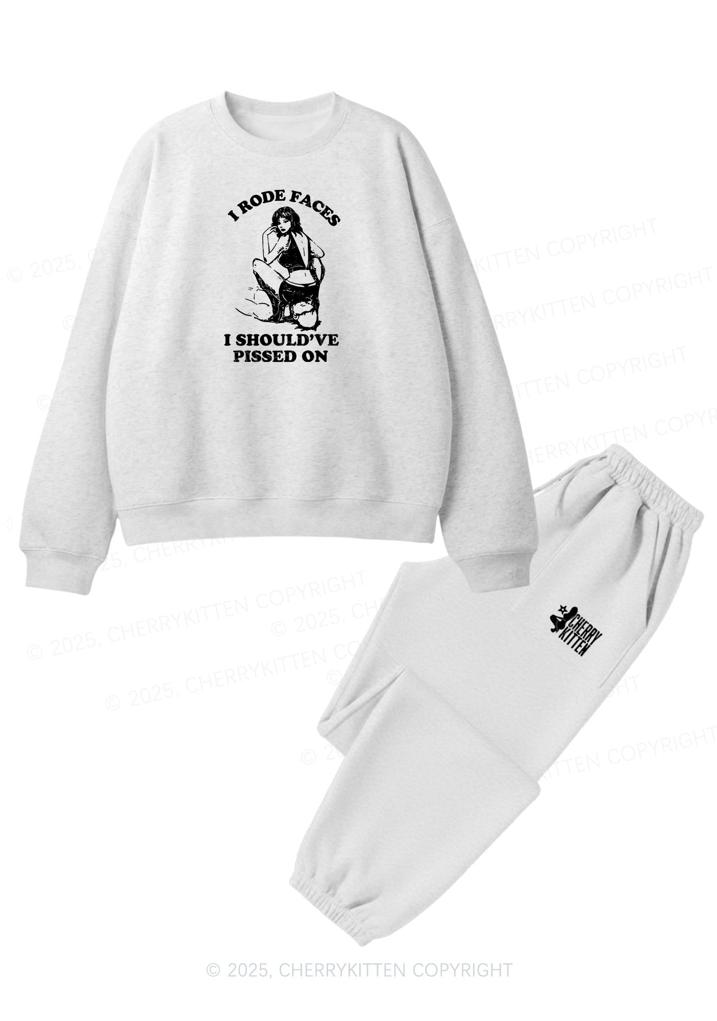 I Rode Faces Y2K Fleece Sweatshirts Set Cherrykitten