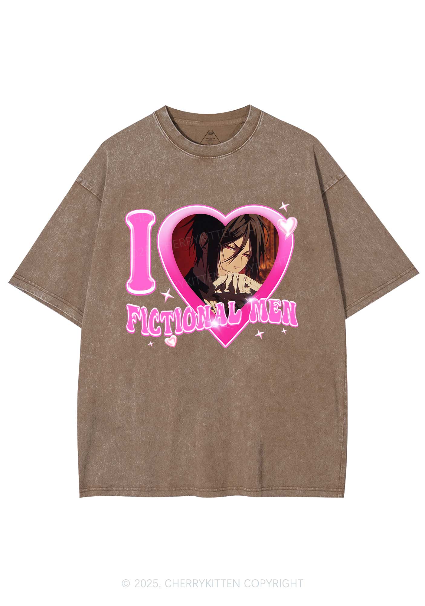 Custom I Love Fictional Men Y2K Shirts Washed Tee Cherrykitten