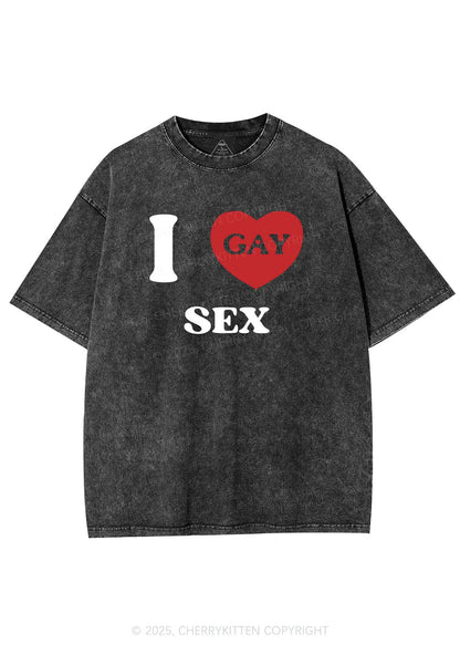 I Love Sx Gay Pride Y2K Shirts Washed Tee Cherrykitten