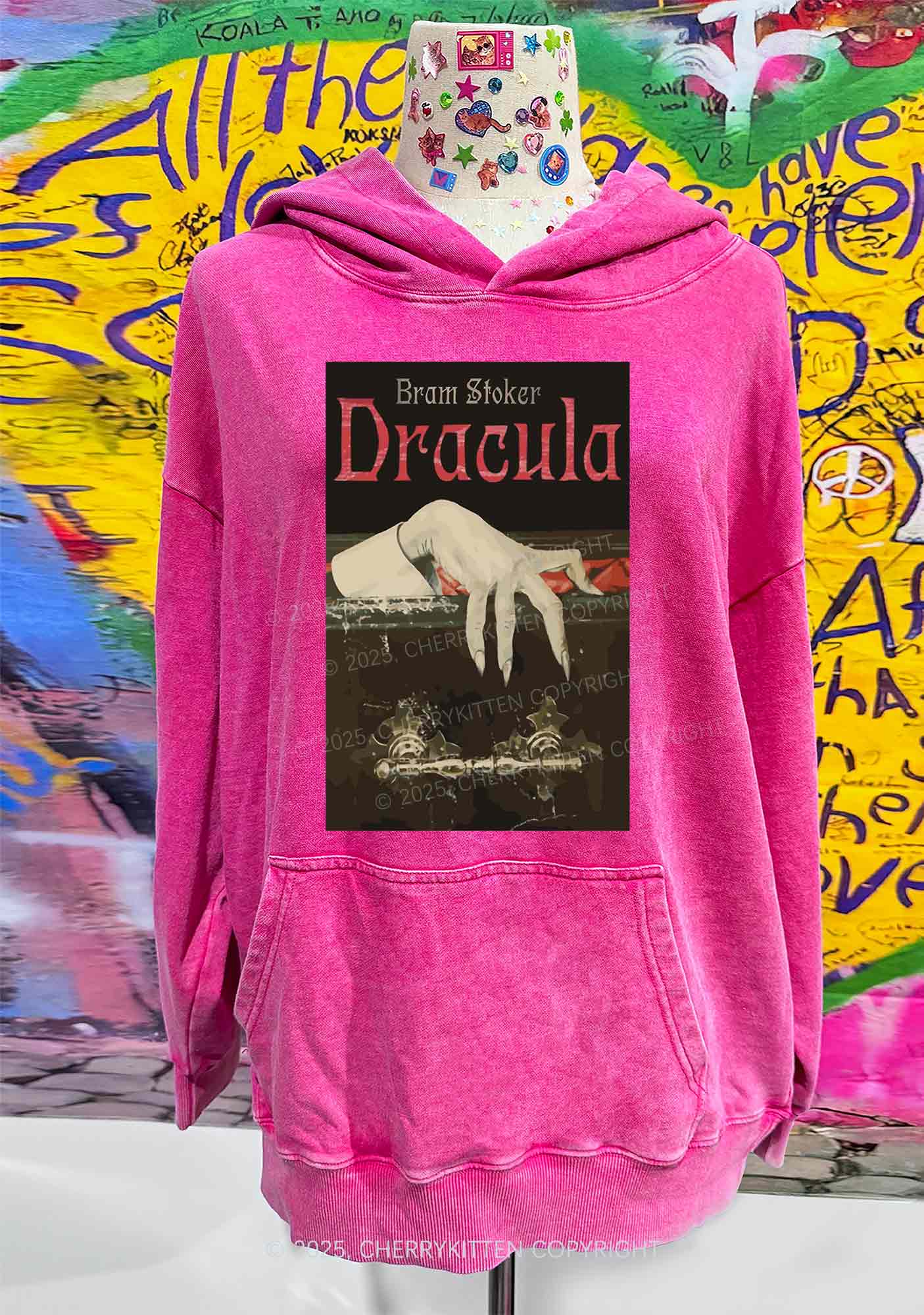 Halloween Creepy Claw Y2K Washed Hoodie Cherrykitten