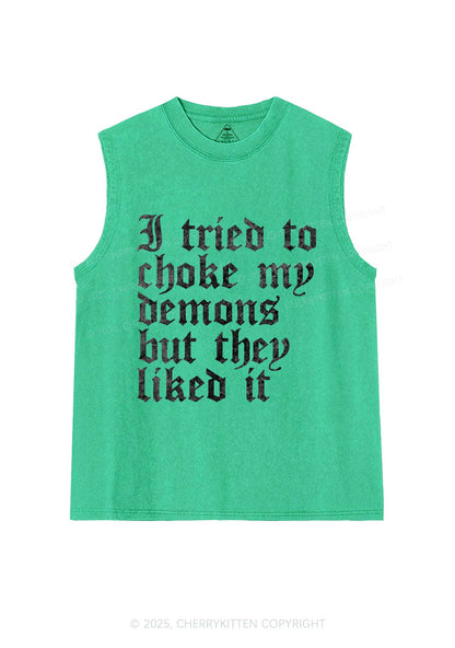Halloween Choke Demons They Liked Y2K Washed Muscle Tank Cherrykitten