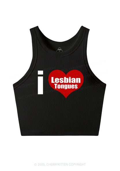 I Love Lesbian Tongues Y2K Crop Tank Top Cherrykitten
