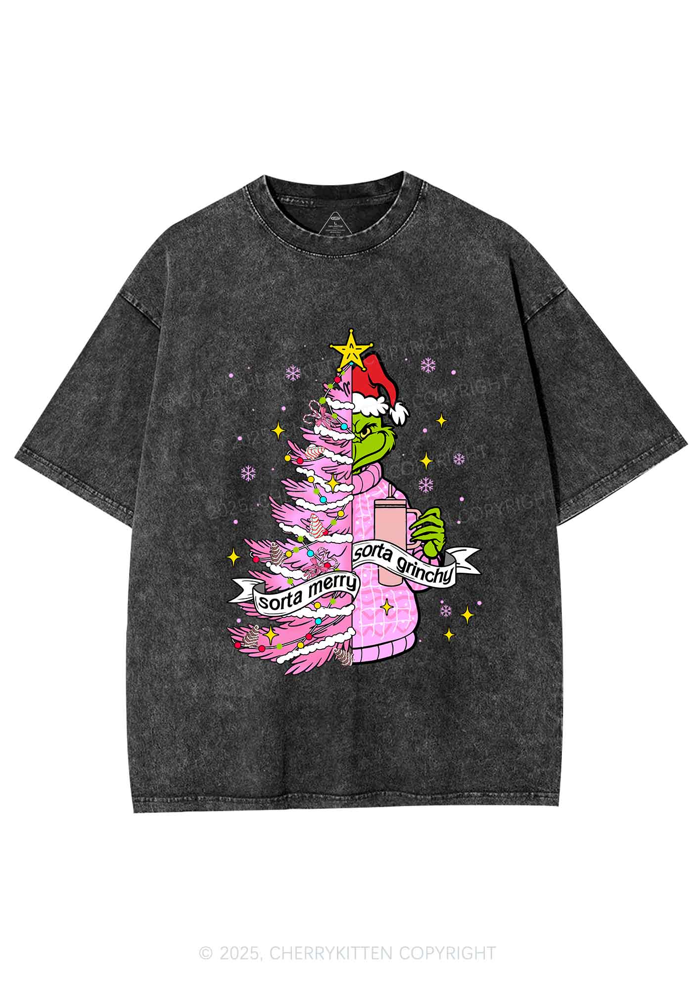 Christmas Sorta Merry Y2K Shirts Washed Tee Cherrykitten