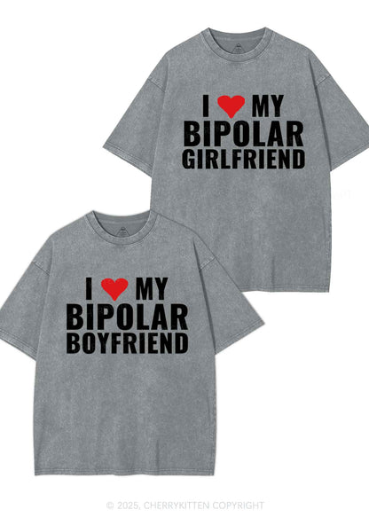 I Love My Bipolar GF BF Y2K Valentine's Day Washed Tee Cherrykitten