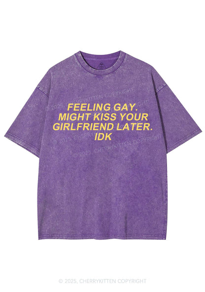 Kiss Your GF Later Pride Y2K Shirts Washed Tee Cherrykitten