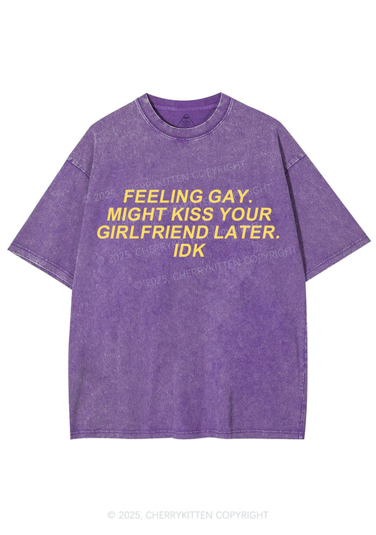 Kiss Your GF Later Pride Y2K Shirts Washed Tee Cherrykitten